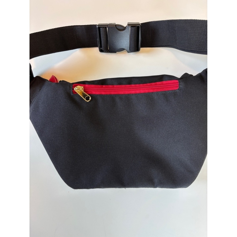Disney Minnie Mouse Black Waist Bag Red Polka Dot Bow Like New Travel Light Cute - Picture 4 of 9